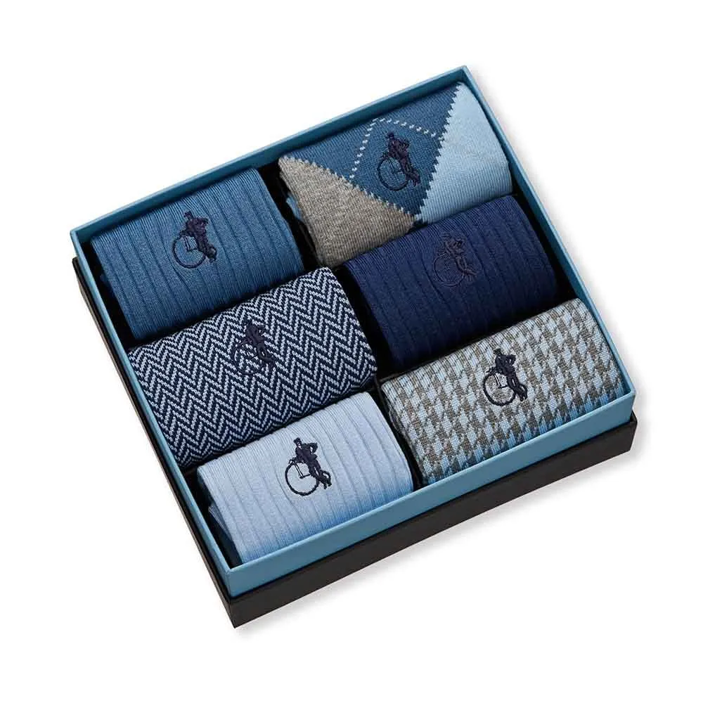 London Sock Company Dash of Class Dusk sokker 6-par blå