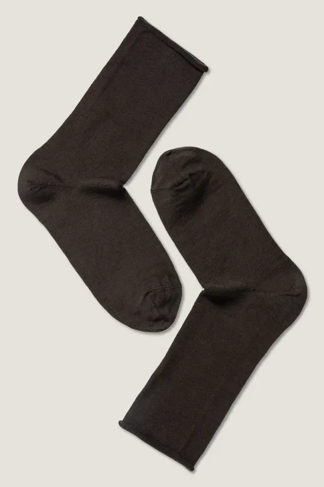 Note By Syversen Wool Roll Top W sokk mørkebrun 36-41 ull