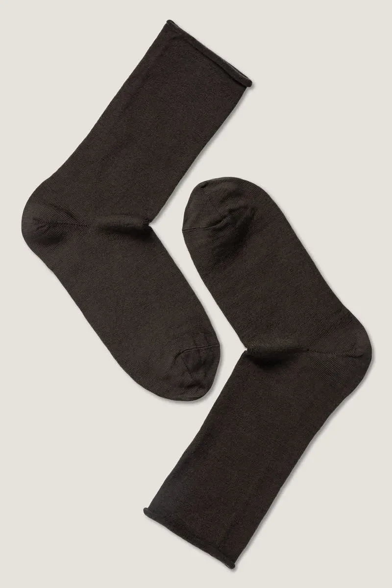 Note By Syversen Wool Roll Top W sokk mørkebrun 36-41 ull