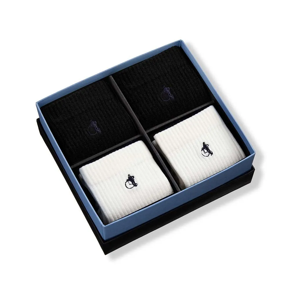 London Sock Company Simply Active Quarter sokker 4-pak hvit svart