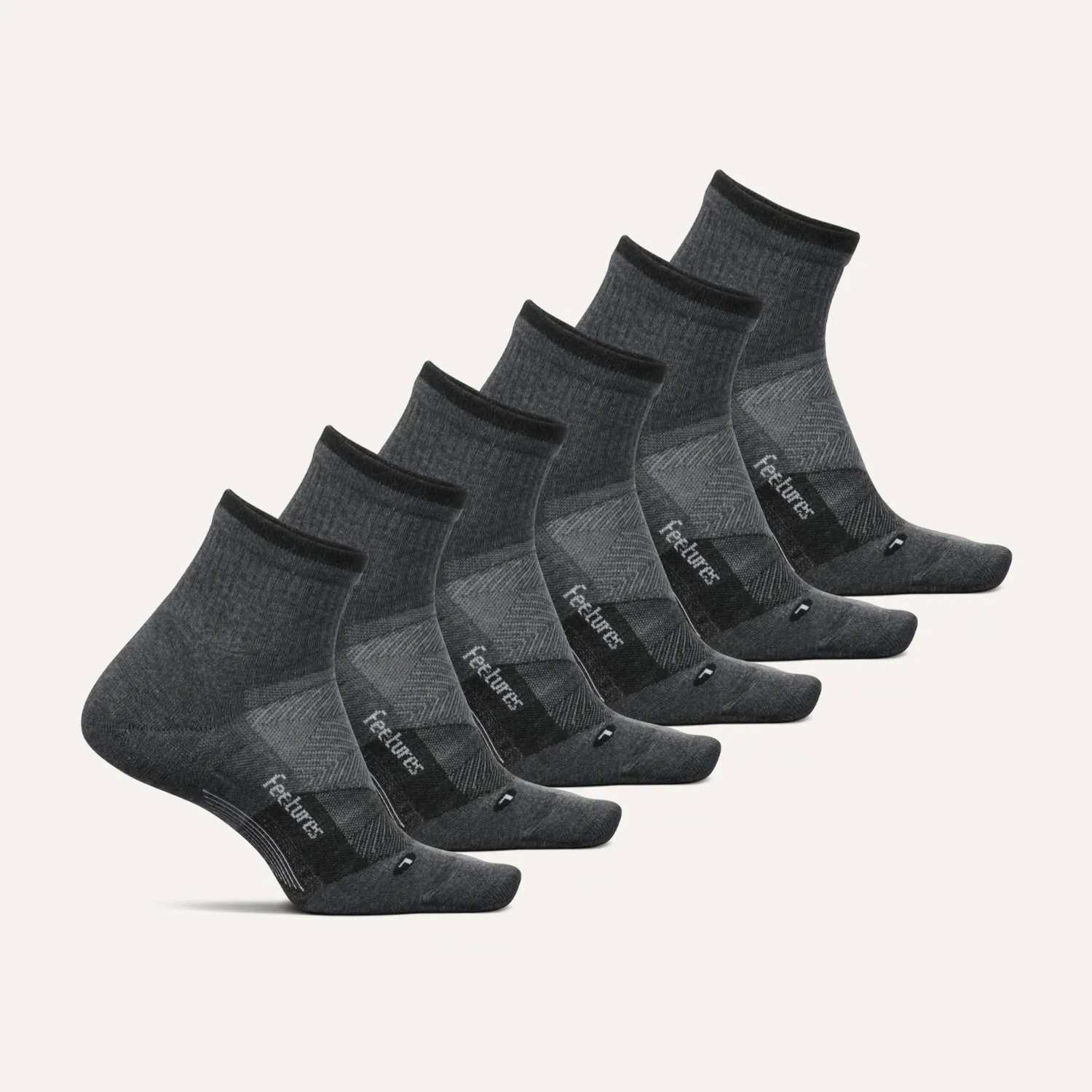 Feetures Trail Max Cushion Quarter tursokk Tectonic 6-pk