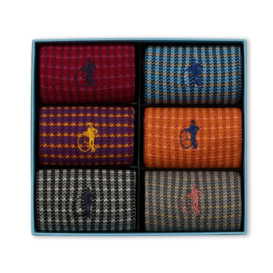 London Sock Company Shaken & Stirred sokker 6-par houndstooth