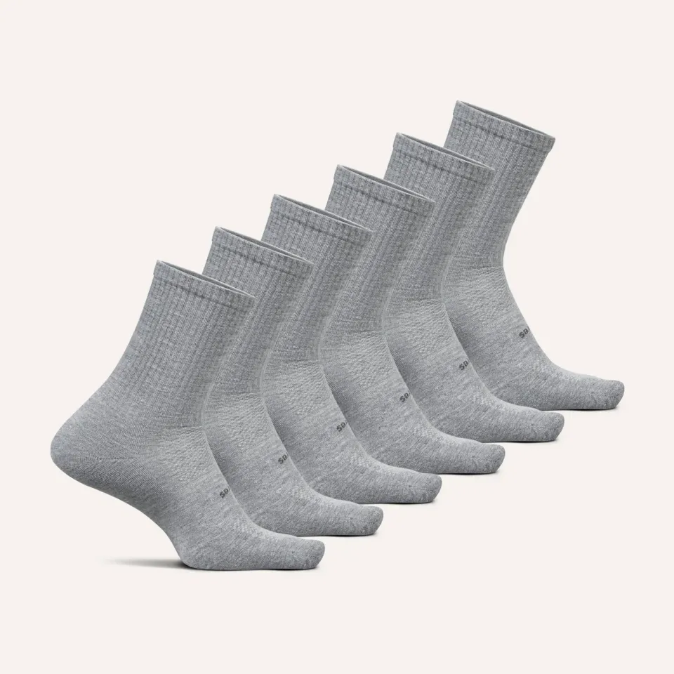 Feetures High Performance Max Cushion Quarter Tall sokker 6-pk White Mix tykke