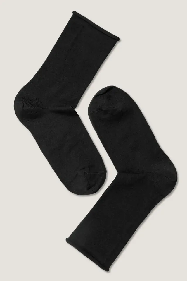 Note By Syversen Wool Roll Top sokker sort 36-41 ull