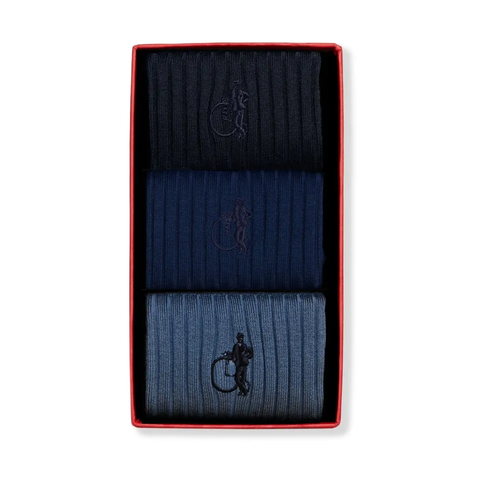 London Sock Company Simply Blues I sokker 3-pack blå bomull