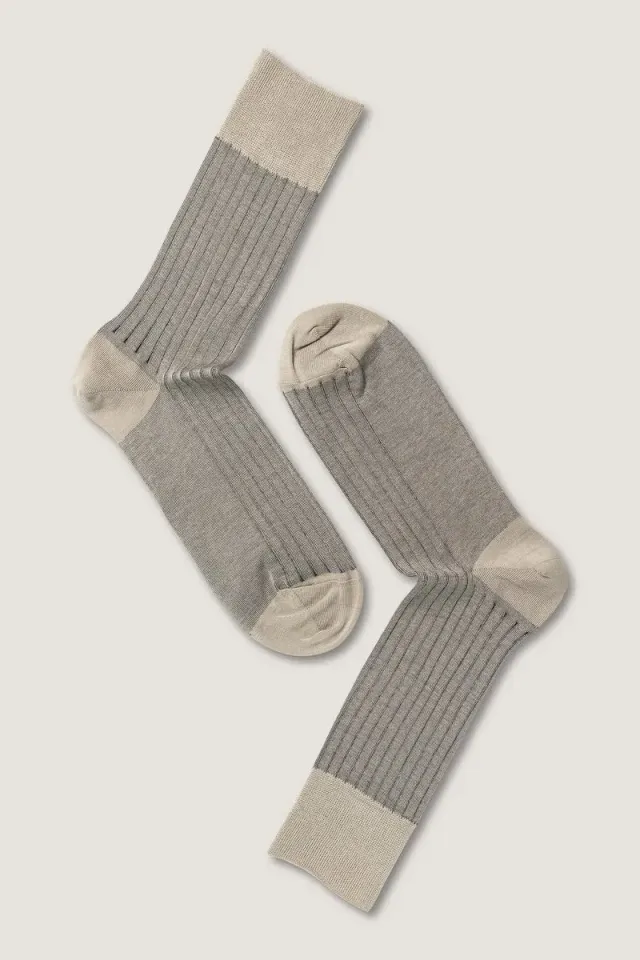 Note By Syversen Mercerized Cotton Rib TwoTone sokk beige 41-45