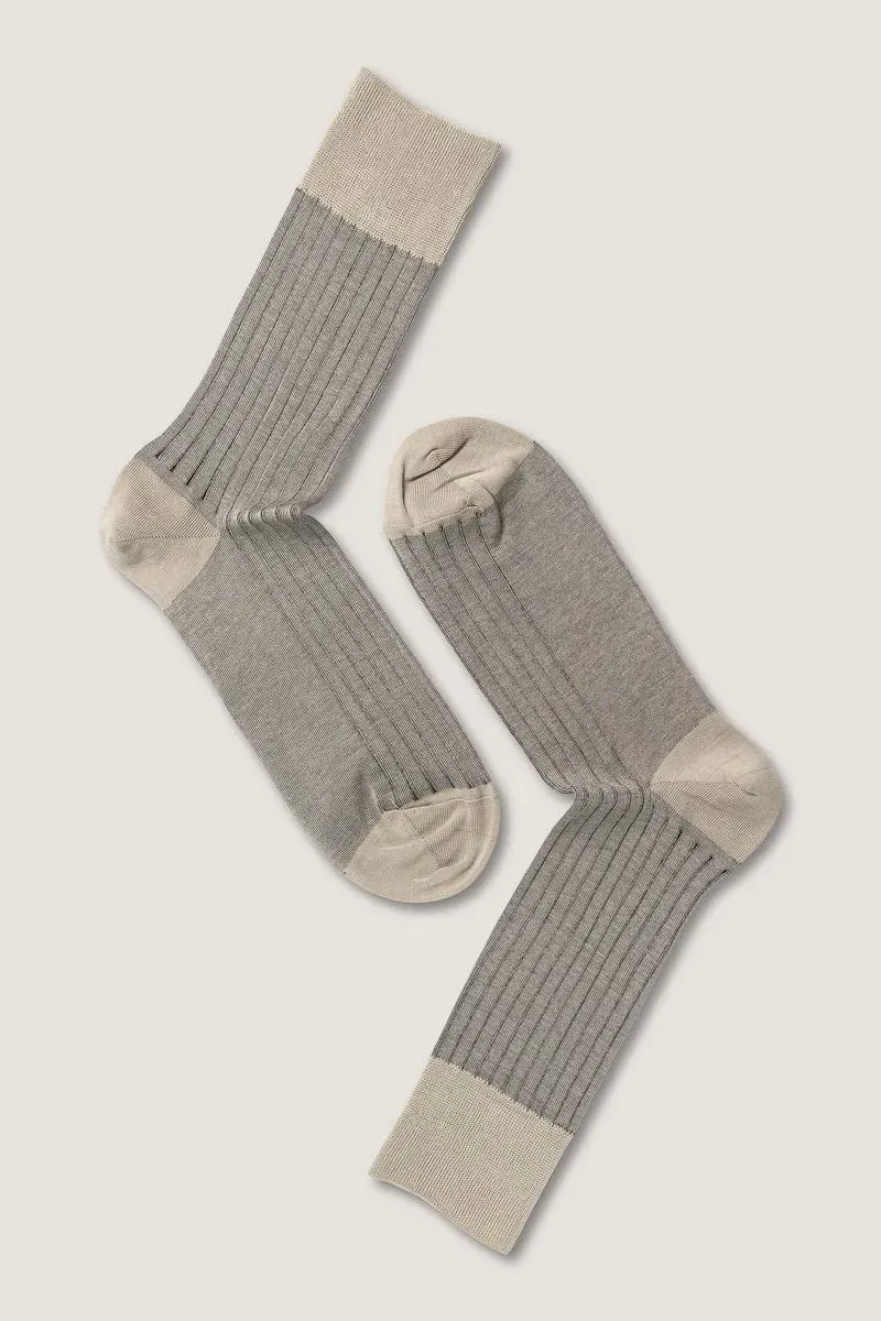 Note By Syversen Mercerized Cotton Rib TwoTone sokk beige 41-45