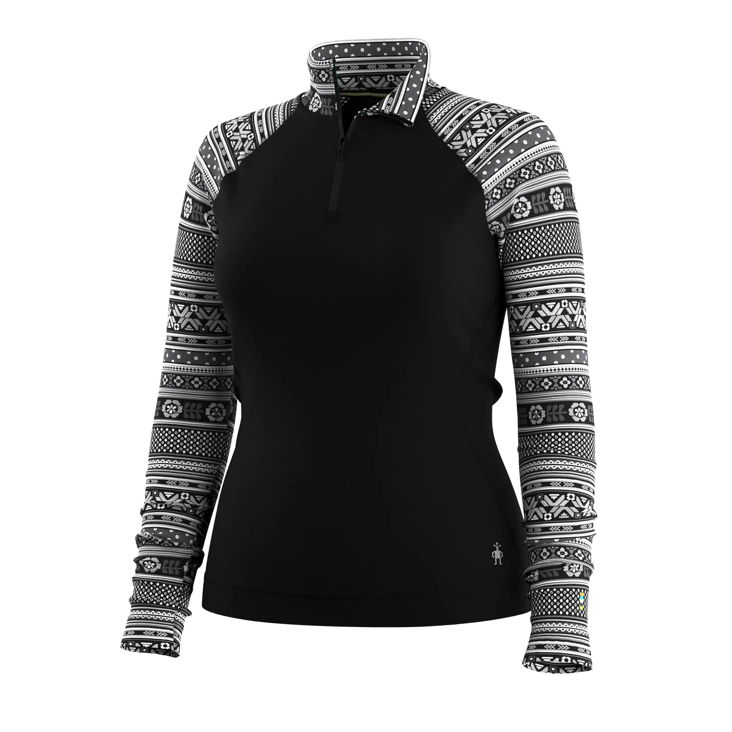 Smartwool Classic Thermal 1/4 Zip ulltrøye Black Fair Isle Fun varm