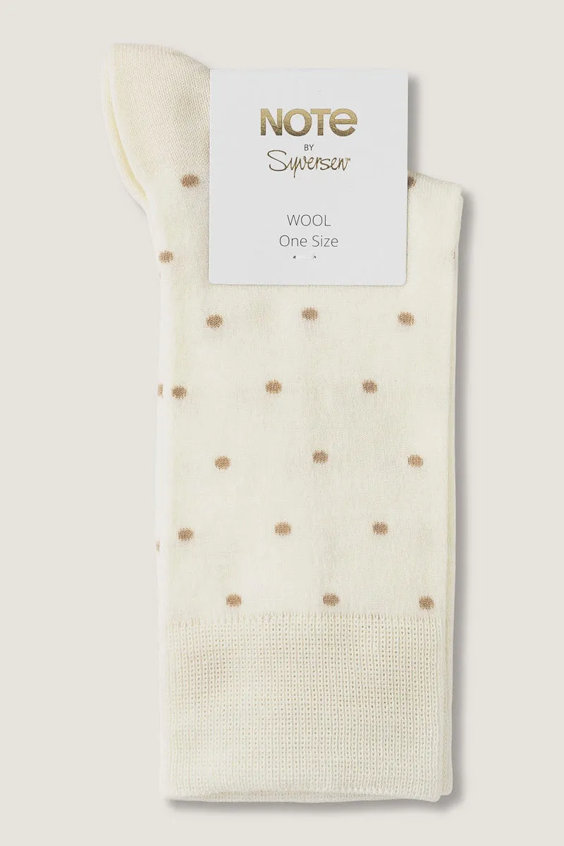 Note By Syversen Wool Dots ullsokker offwhite/beige prikkete