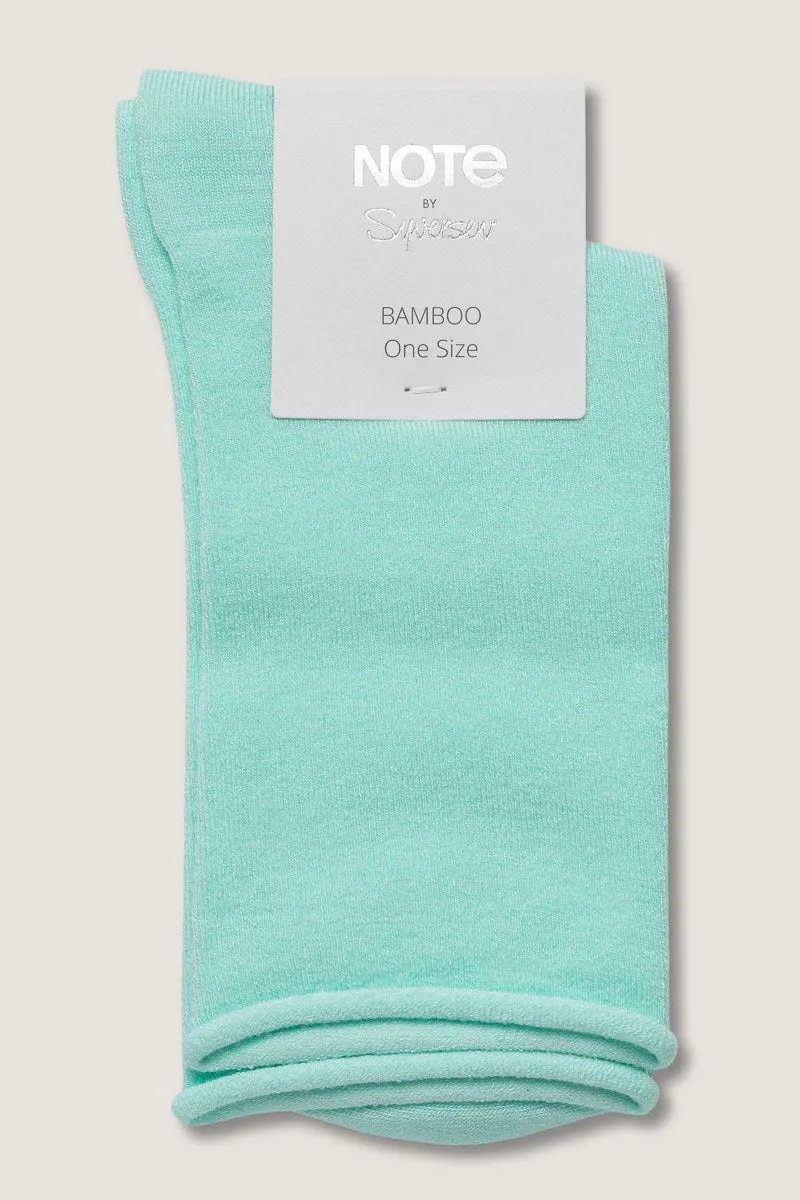 Note by Syversen Bamboo Roll Top crewsokker mint bambus