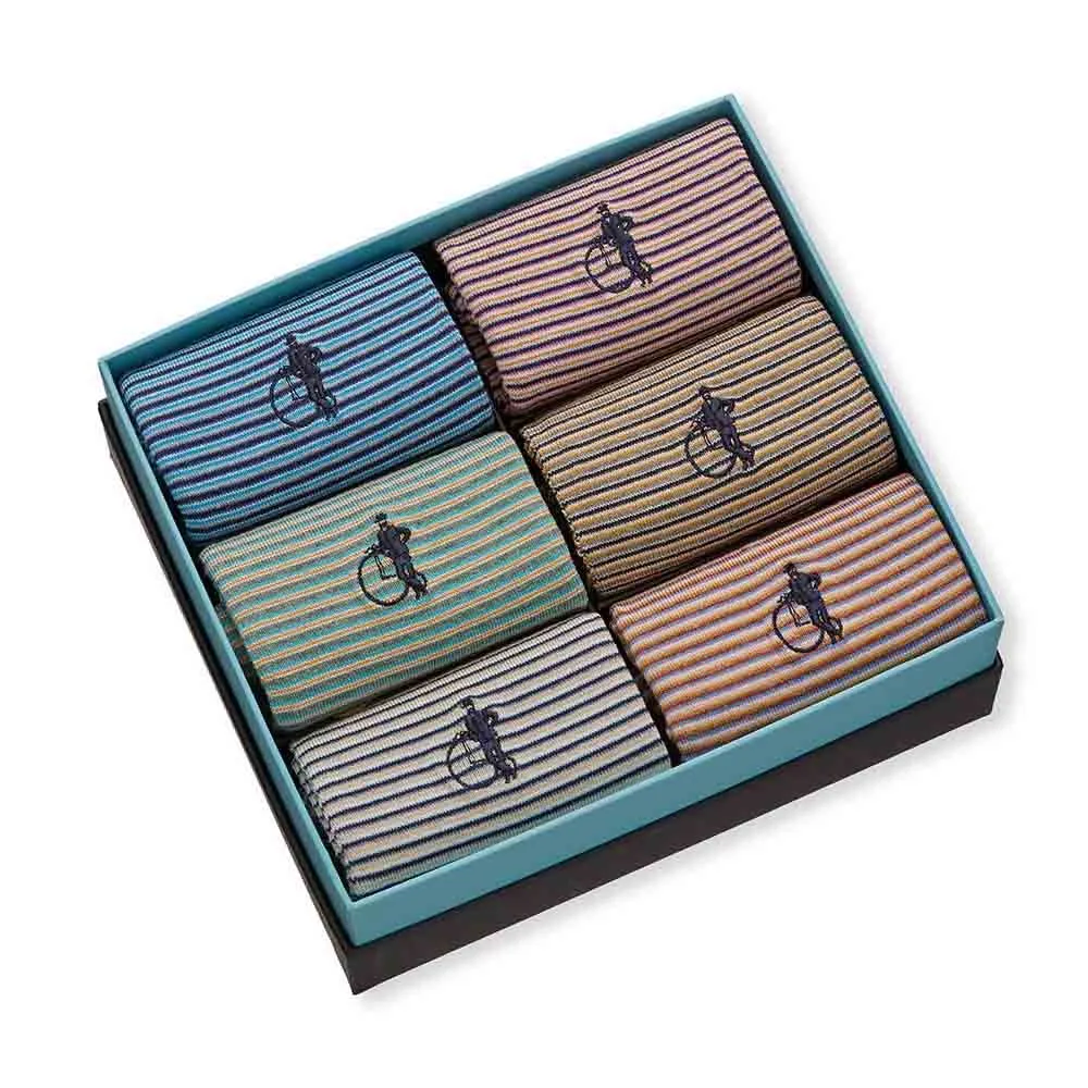 London Sock Company Simply Stripes sokker 6-pk stripete