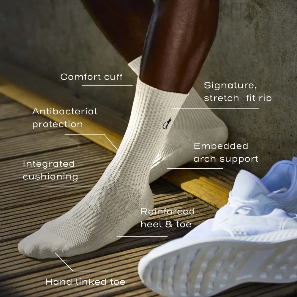 London Sock Company Simply Active crew sokker 4-pakning hvit svart
