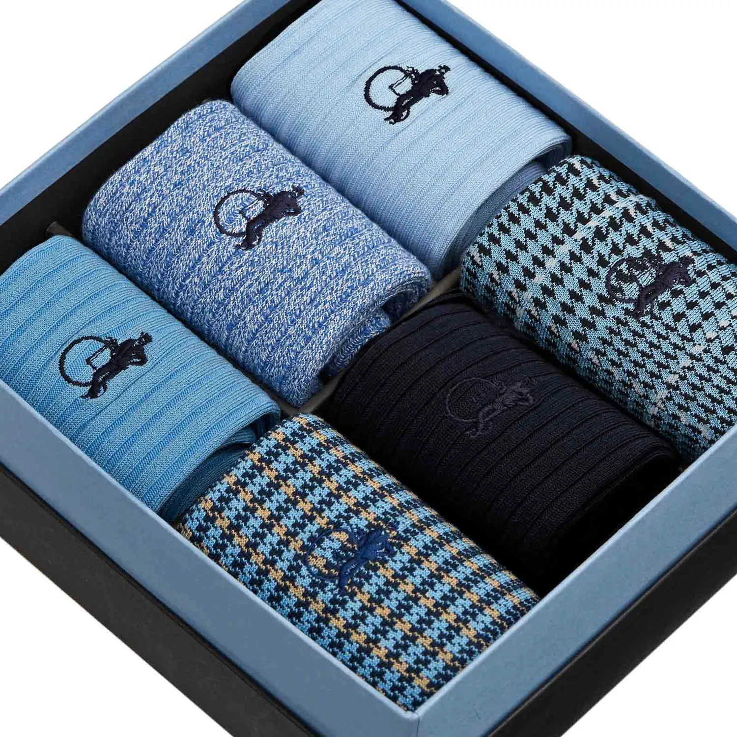 London Sock Company Dash of Class Denim sokker 6-pak blå