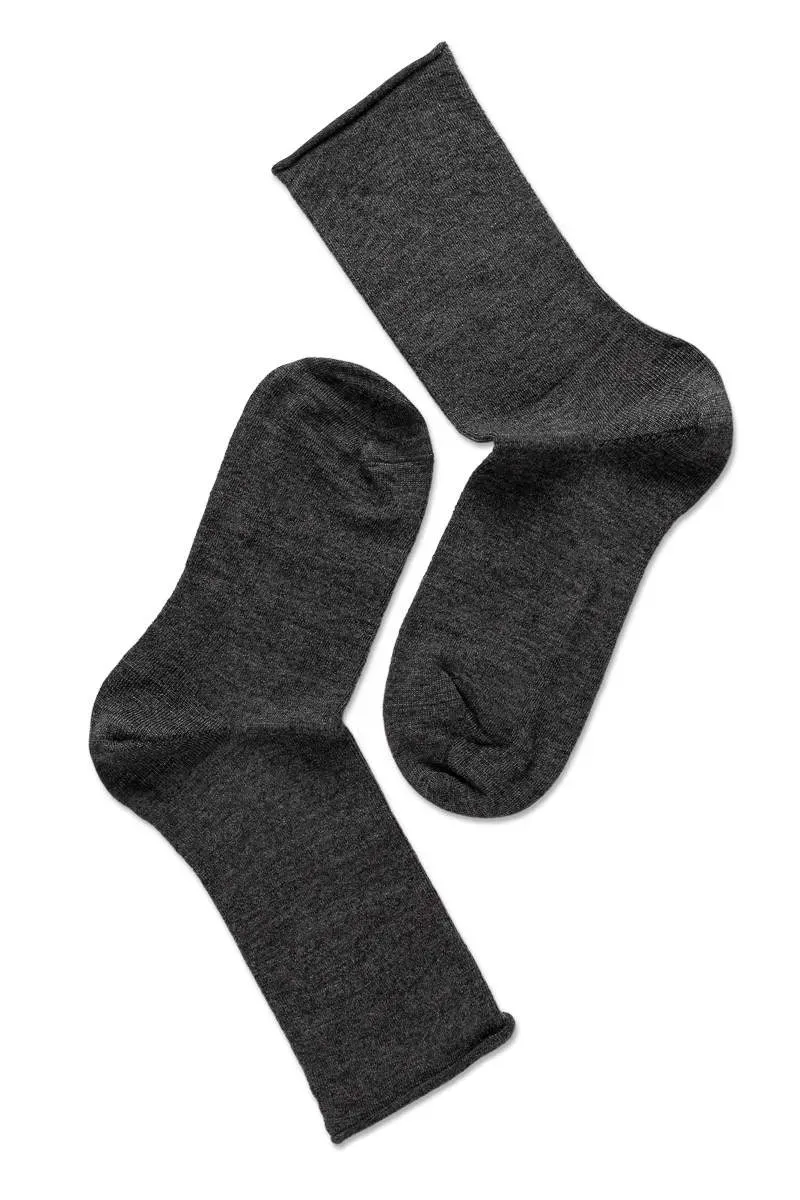 Note By Syversen Wool Roll Top ullsokk gråmelert bambus?
