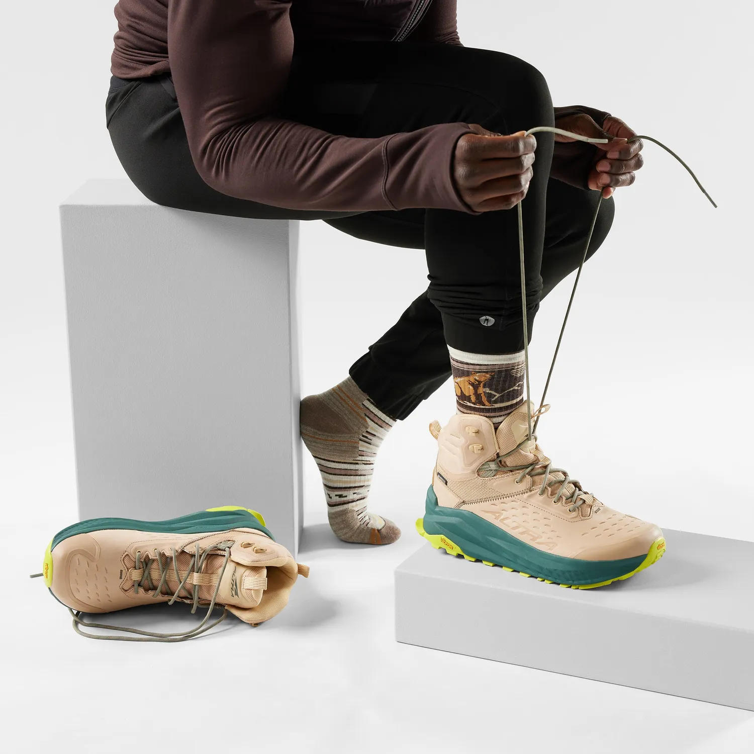 Smartwool Hike Bear Stripe Mid Crew tursokker ash ull