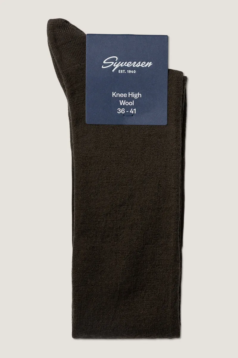 Syversen Socks Wool Knee High knestrømpe mørkebrun ull 36-41