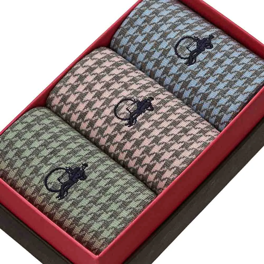 London Sock Company Houndstooth Pastels sokker 3-pack pastell