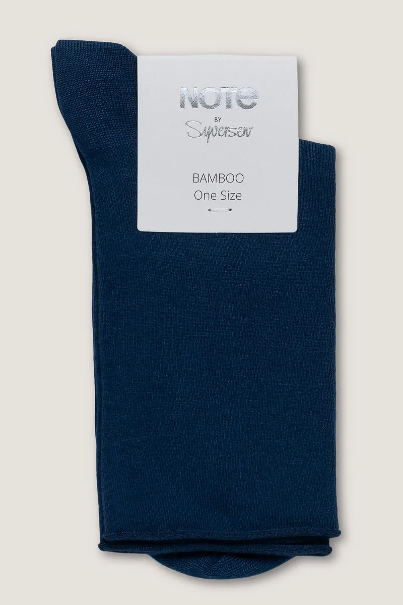 Note By Syversen Bamboo Roll Top sokker indigo