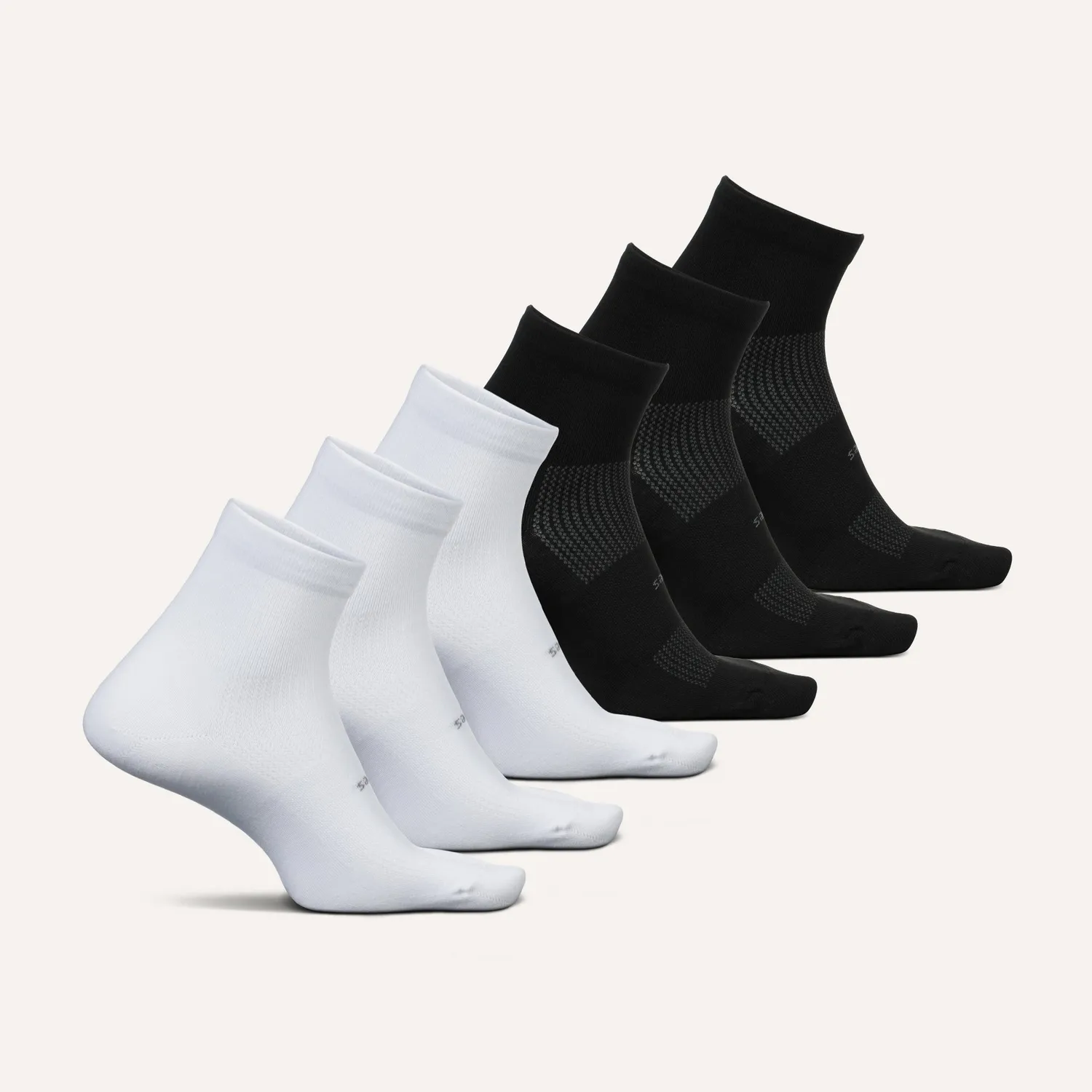 Feetures High Performance Max Cushion Quarter sokker 6-pk Black Mix