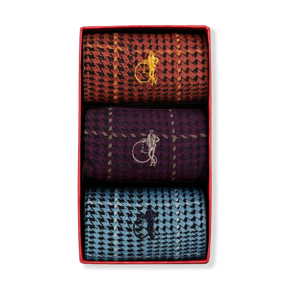 London Sock Company Ottaway sokker 3 par rutete bomull