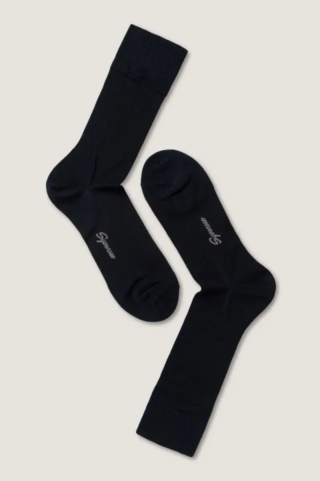 Note By Syversen Mercerized Cotton crewsokk mørkeblå 41-45 glatt