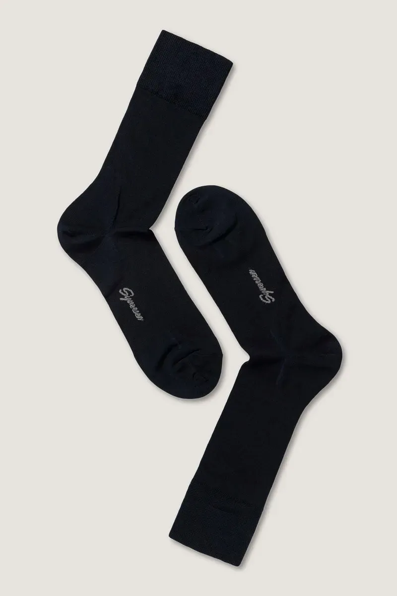 Note By Syversen Mercerized Cotton crewsokk mørkeblå 41-45 glatt