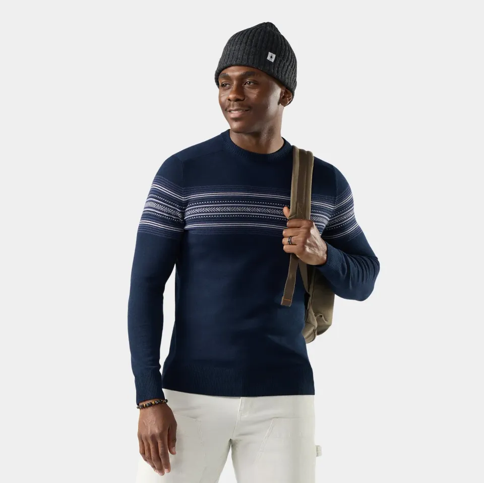 Smartwool Sparwood Stripe Crew genser Deep Navy