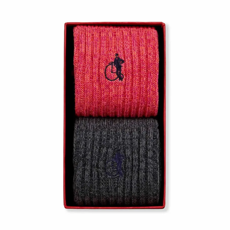London Sock Company Hampstead Heath bootsokker 2-pack rosa