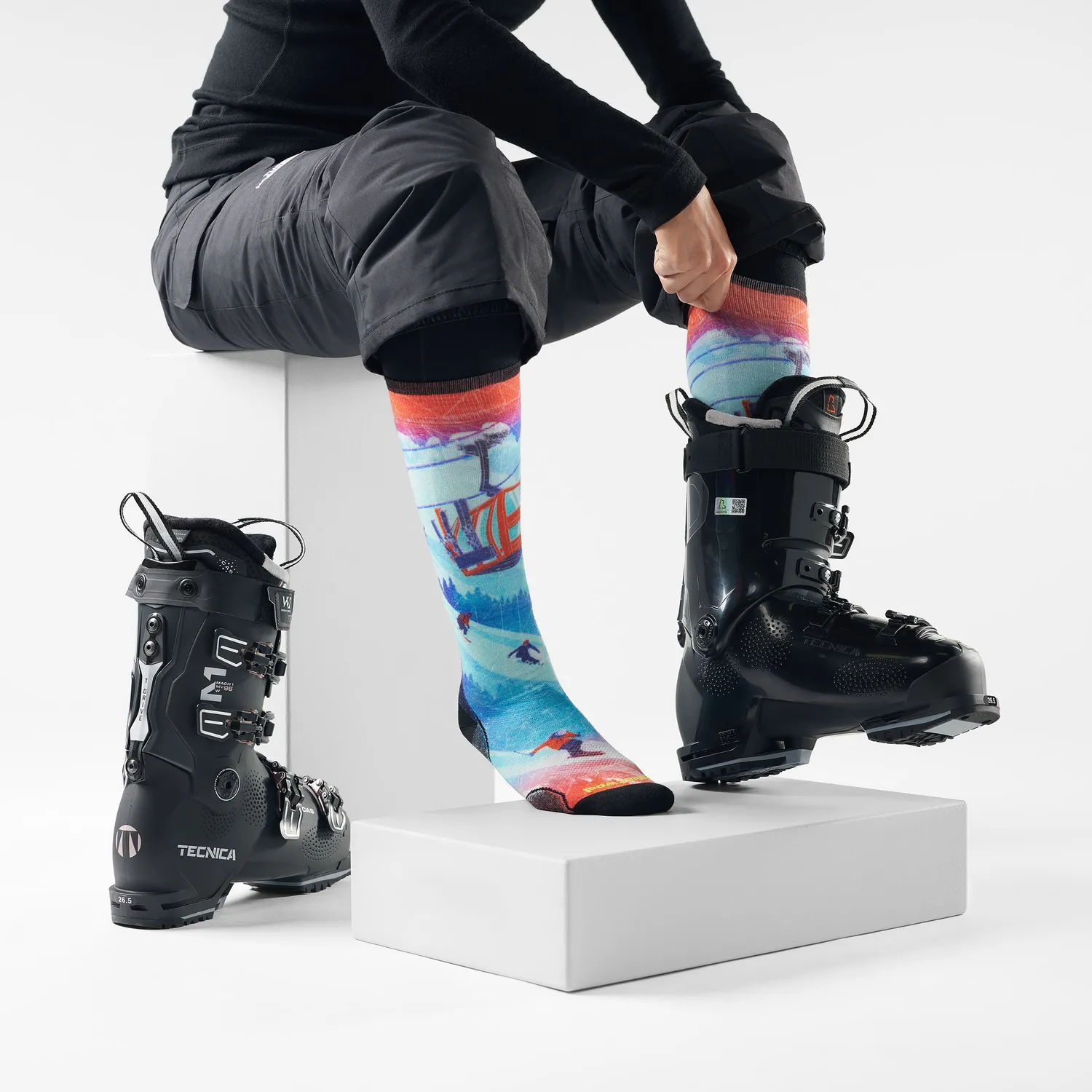 Smartwool Ski Day Print skisokker laguna blue merinoull
