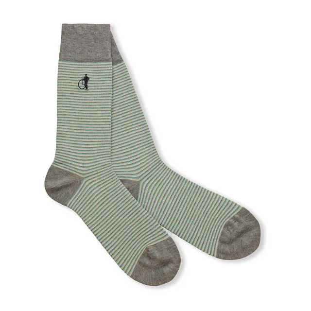 London Sock Company Simply Stripes Grey Blue sokker 1 par bomull