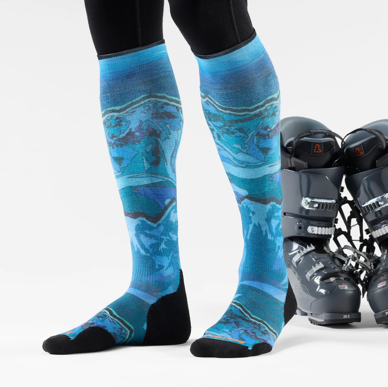 Smartwool Ski Storm Peak Print OTC skisokker nightfall blue