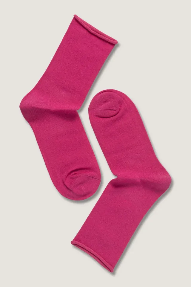 Note By Syversen Roll Top bambussokker fuchsia rulletopp