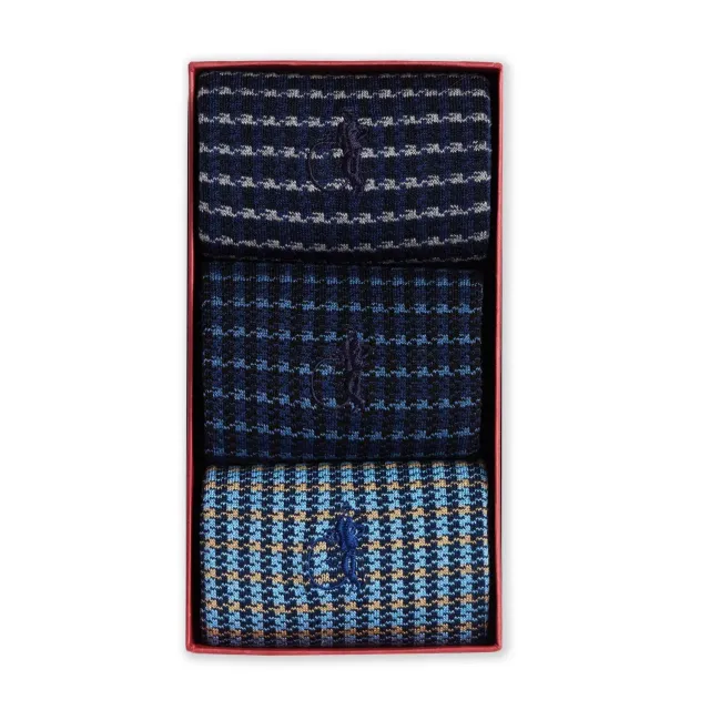 London Sock Company Shaken Blues sokker 3 par blå mønster
