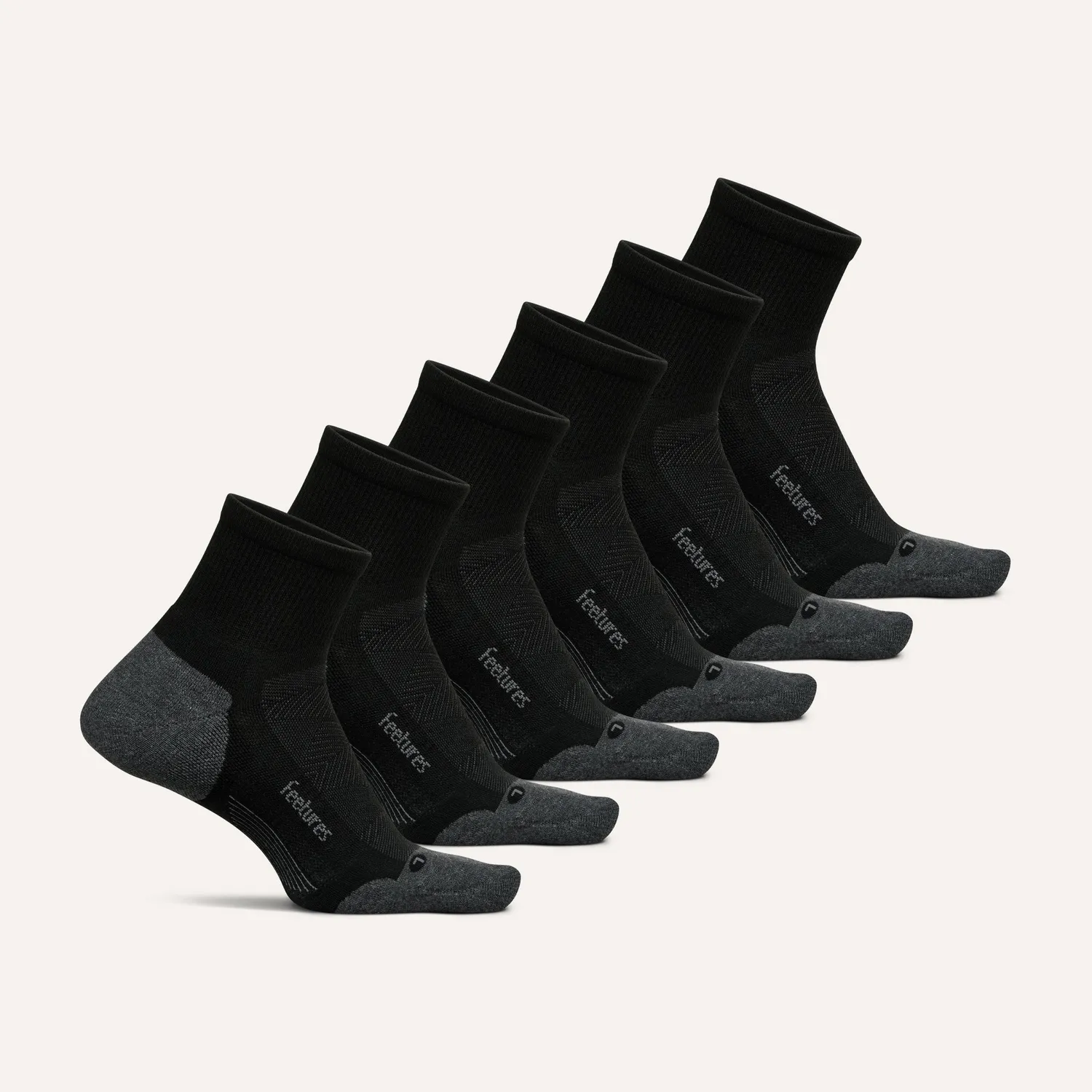 Feetures Elite Max Cushion Quarter sokker 6-pakk hvit miks tykk