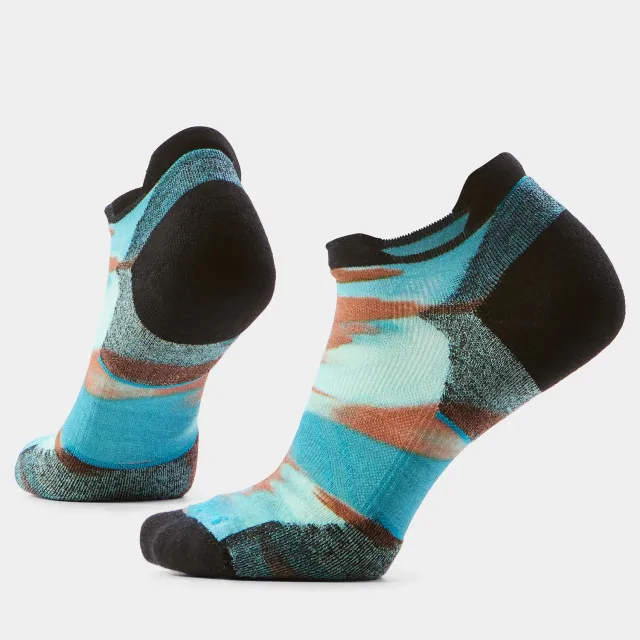 Smartwool Run Brushed Print Low Ankle løpesokker blå