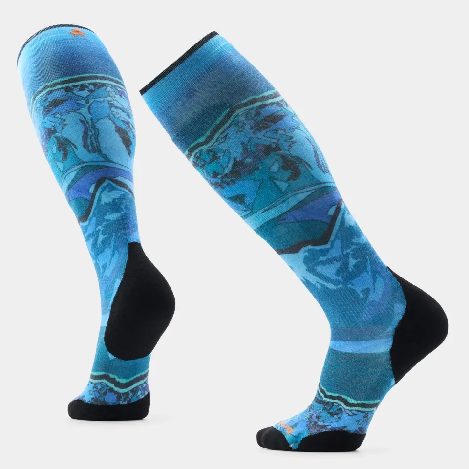 Smartwool Ski Storm Peak Print OTC skisokker nightfall blue