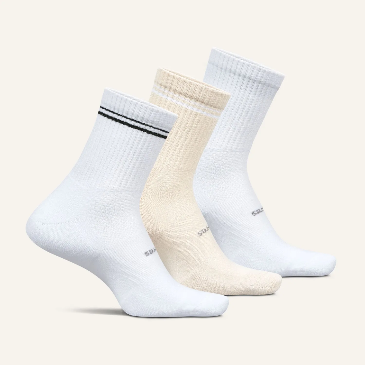 Feetures High Performance Max Cushion Quarter Tall sokker 3-pack hvit miks