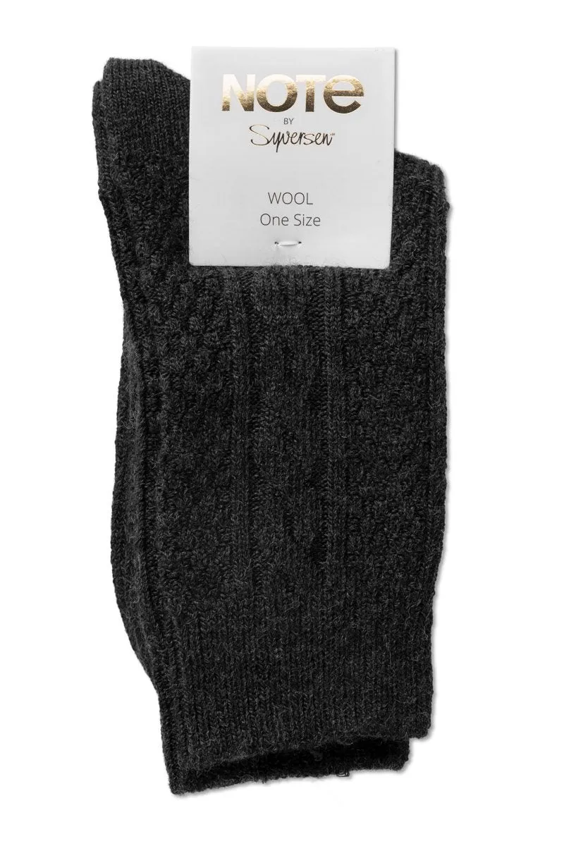 Note By Syversen Wool Cable ullsokker mørkegrå 36-41