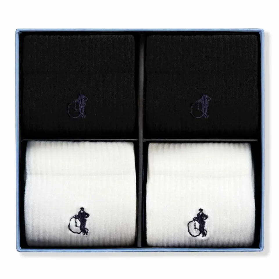 London Sock Company Simply Active crew sokker 4-pakning hvit svart
