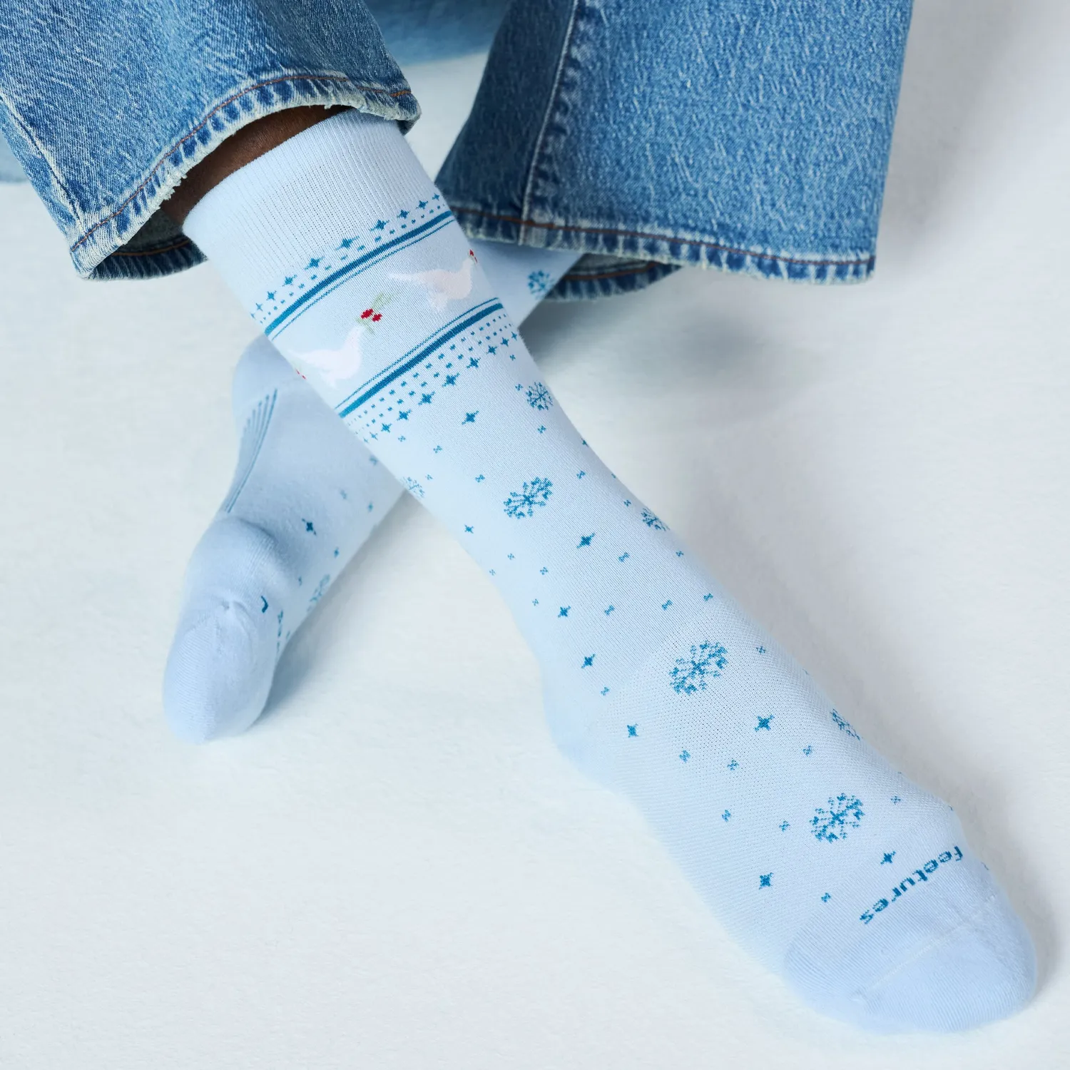 Feetures Everyday Max Cushion Crew sokker snow dove tykk