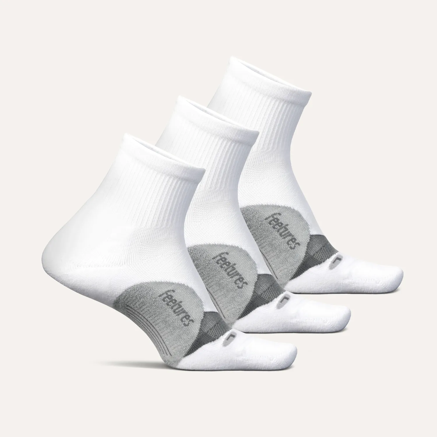 Feetures Elite Light Cushion Quarter sokker 3-pakk hvit lett