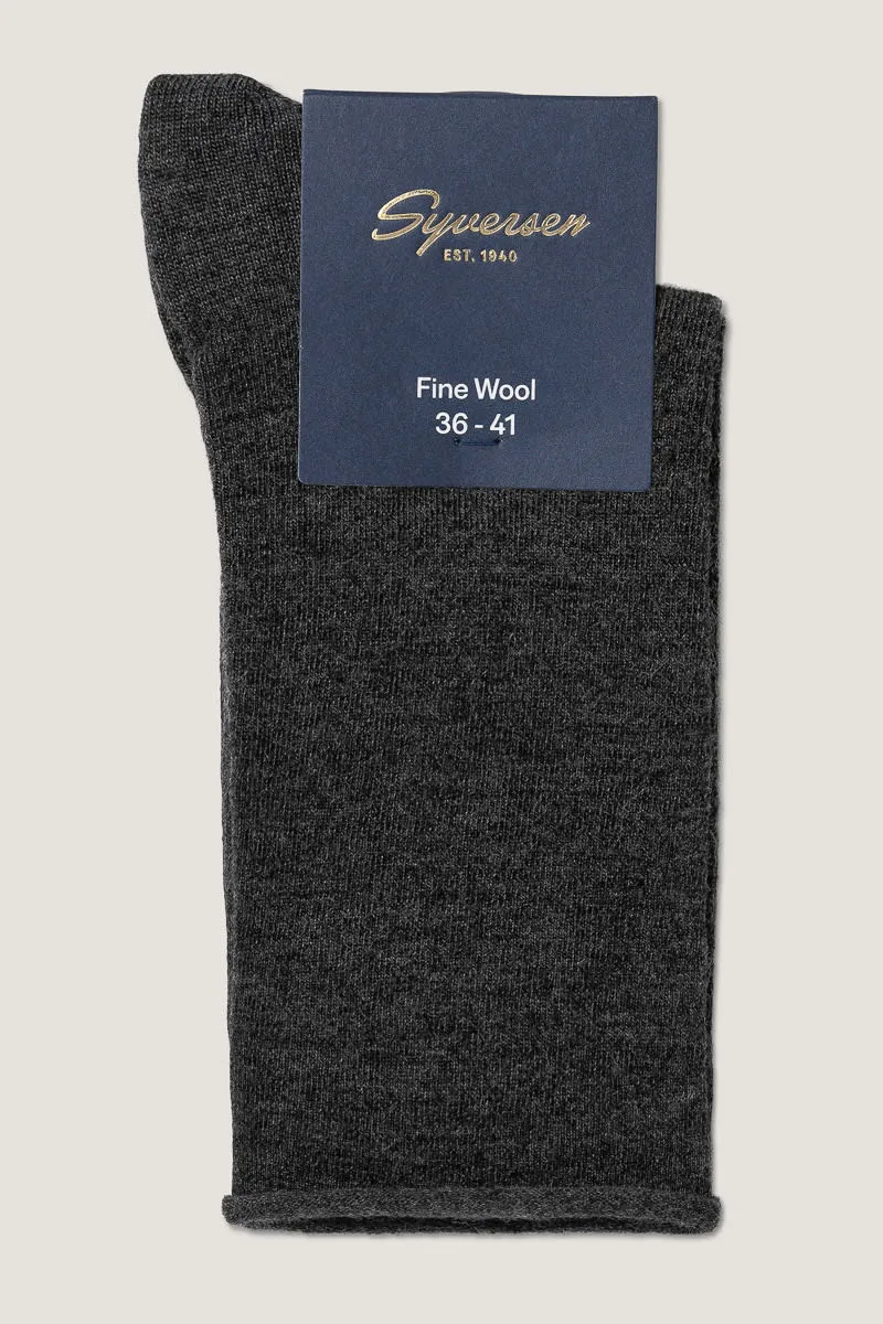 Note by Syversen Wool Roll Top ullsokker mørkegrå 36-41