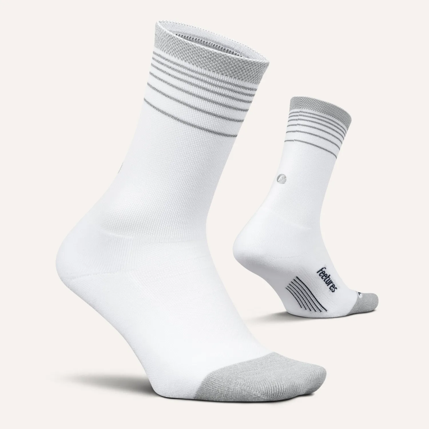 Feetures Elite Light Cushion Reflective Mini Crew sokker hvit refleks