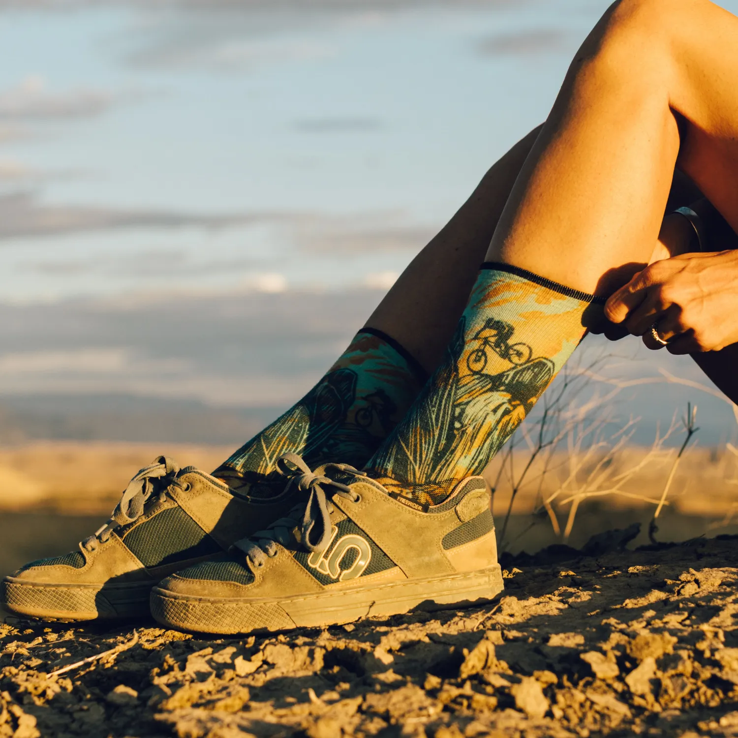 Smartwool Bike Rugged Ride Print Crew sokker capri