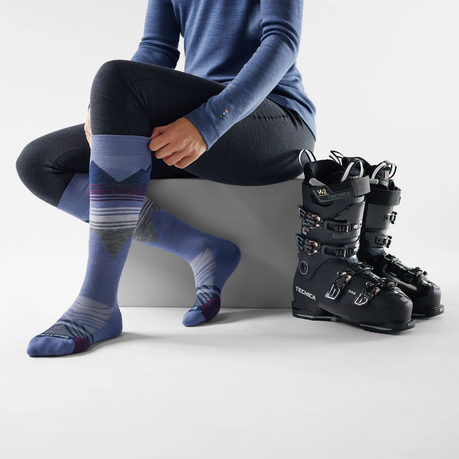 Smartwool Ski Pattern OTC skisokk Nightfall Blue merino