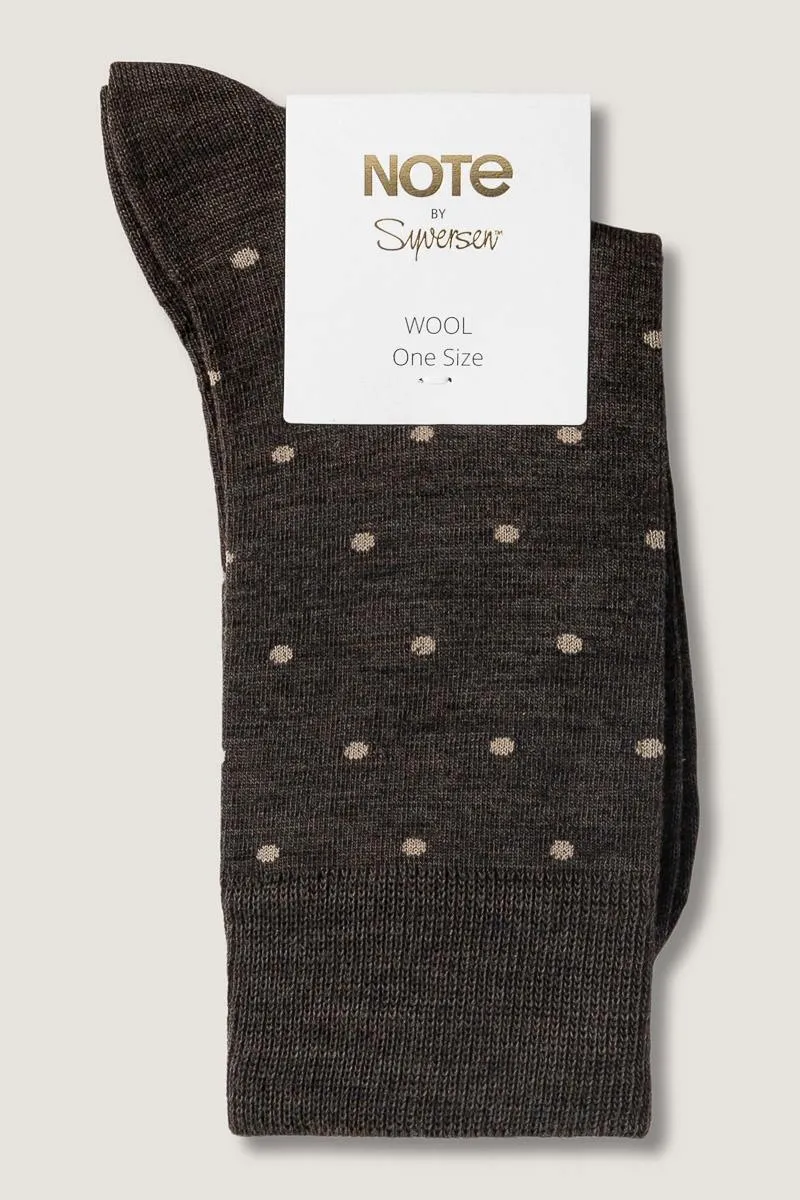 Note By Syversen Wool Dots sokker brun/beige ull