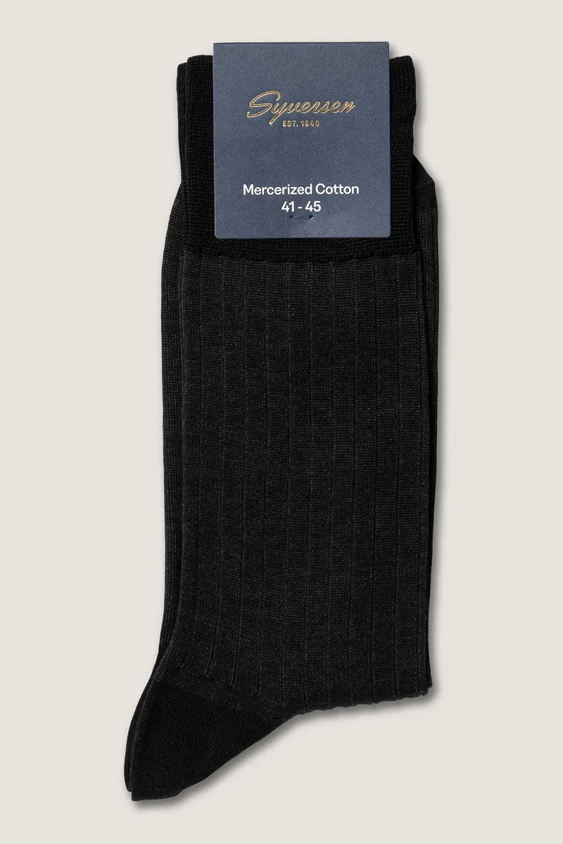 Note By Syversen Mercerized Cotton Rib sokker sort/grå