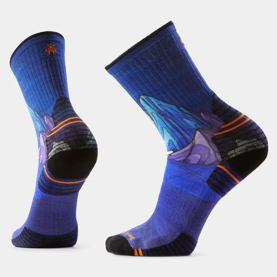 Smartwool Hike Mountain Myth Print Crew tursokker navy