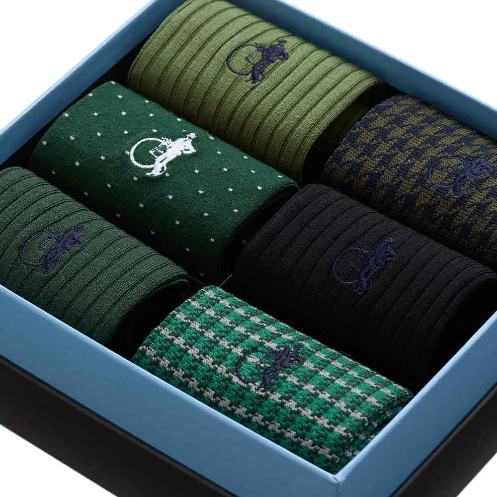London Sock Company Dash of Class Olive sokker oliven 6-par