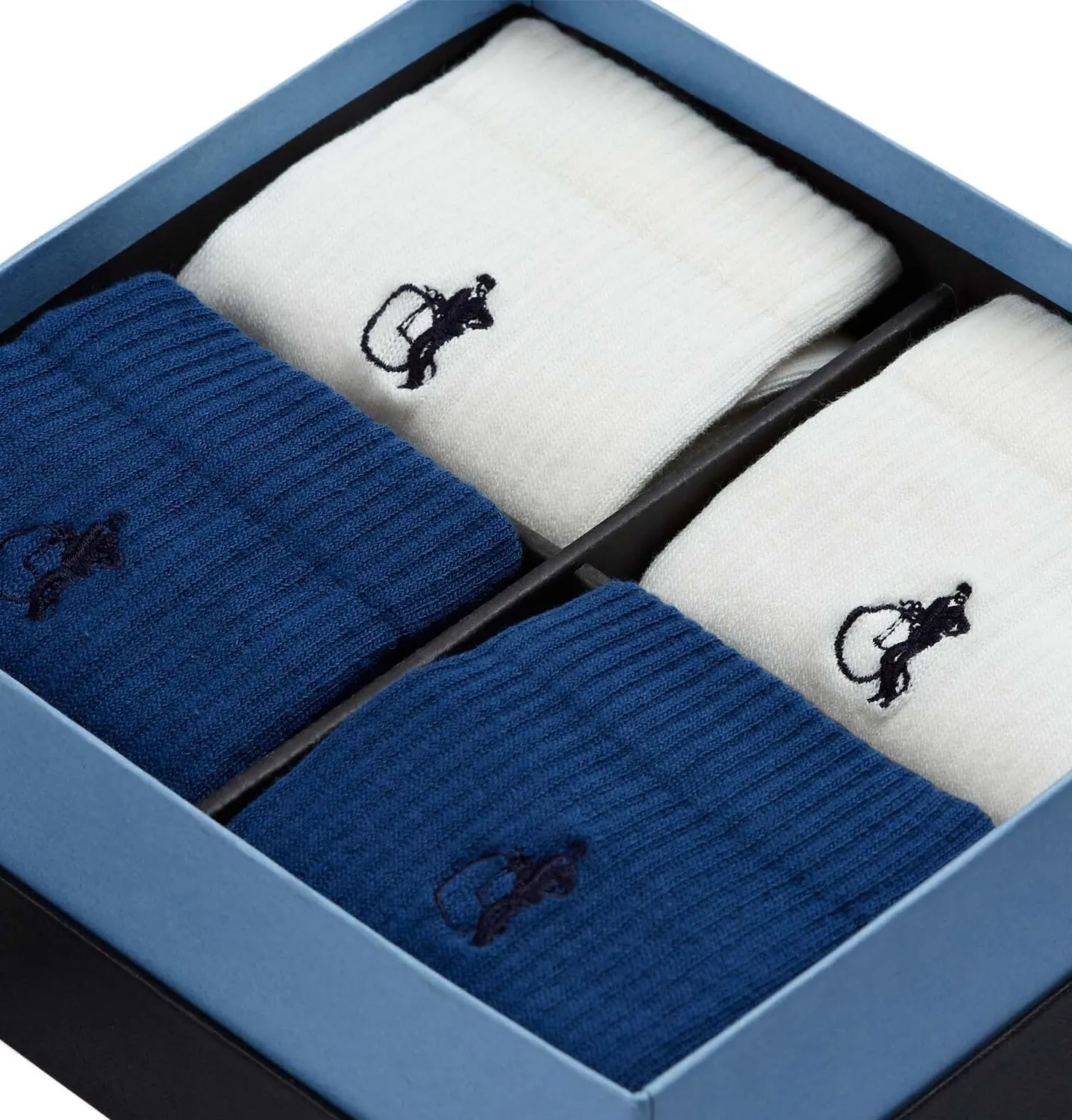 London Sock Company Simply Active Crew sokker 4-pak hvit marine